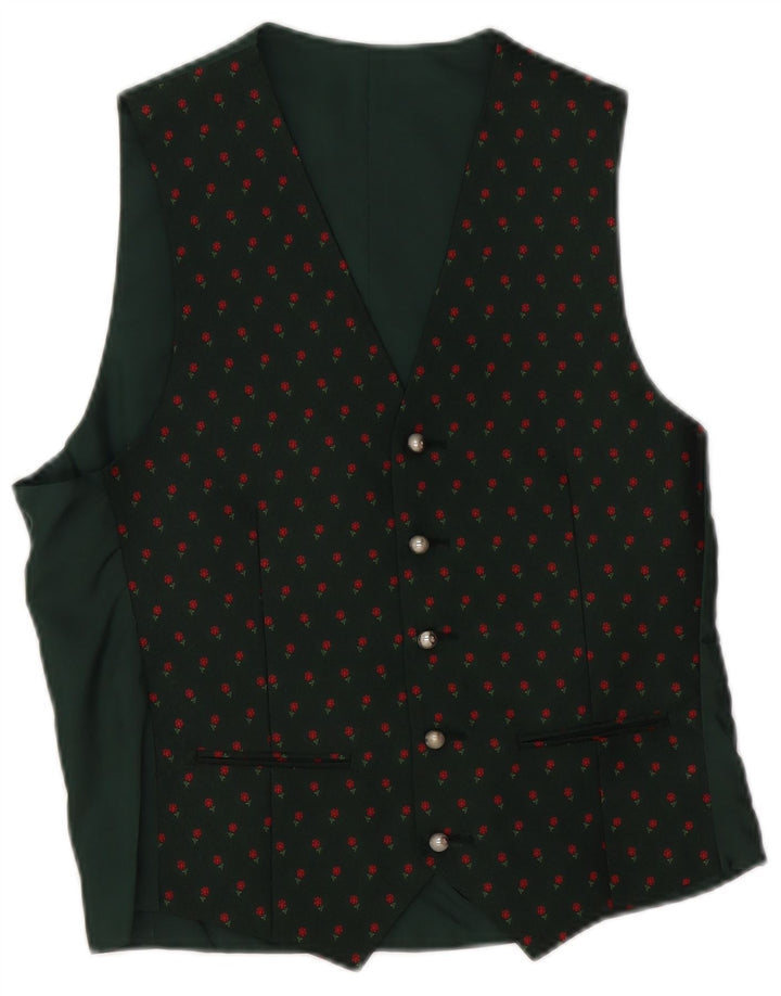 Vestă Vintage pentru bărbați IT 46 Poliester Floral Verde Mic