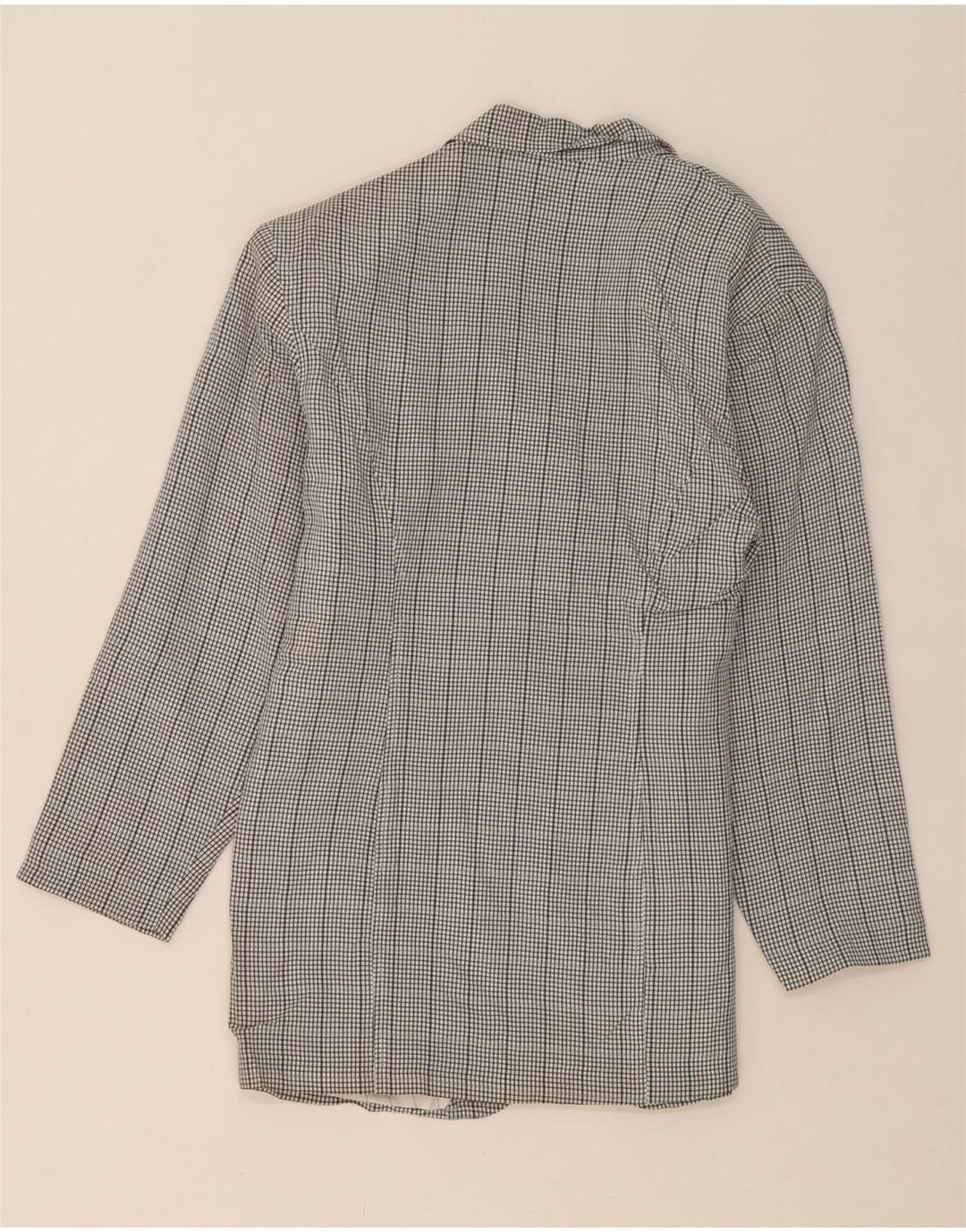 VINTAGE Womens 3 Button Blazer Jacket IT 42 Medium Grey Check Viscose Vintage Vintage and Second-Hand Vintage from Messina Hembry 