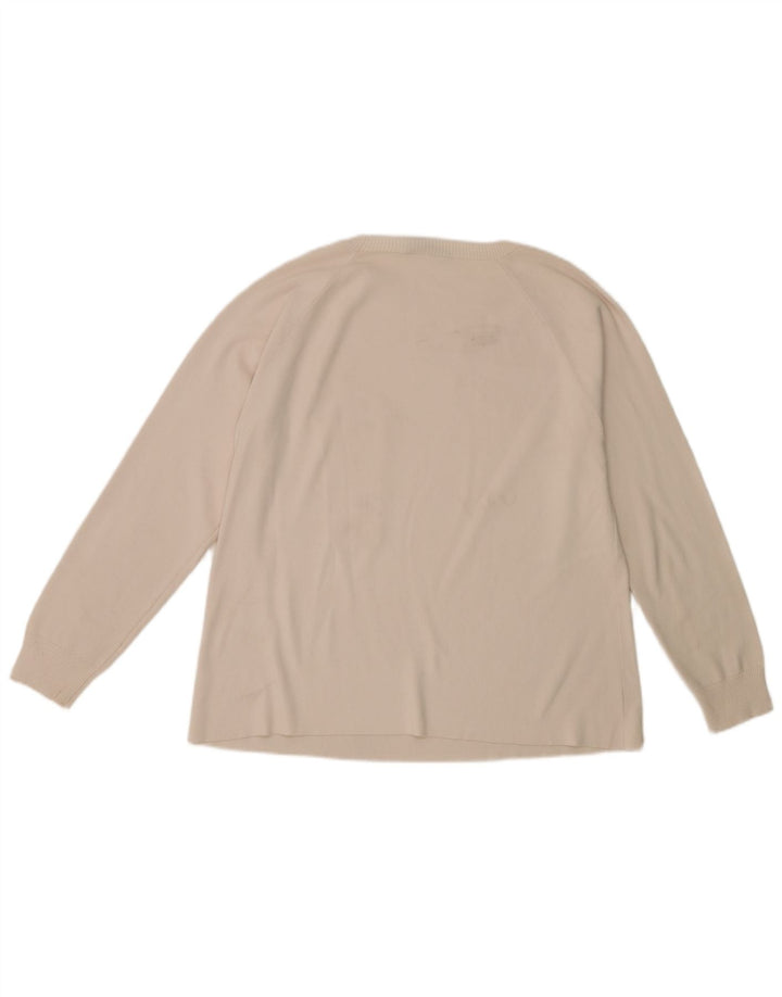 Max Mara Pulover cu gât roșu pentru femei UK 14 Medium Off White