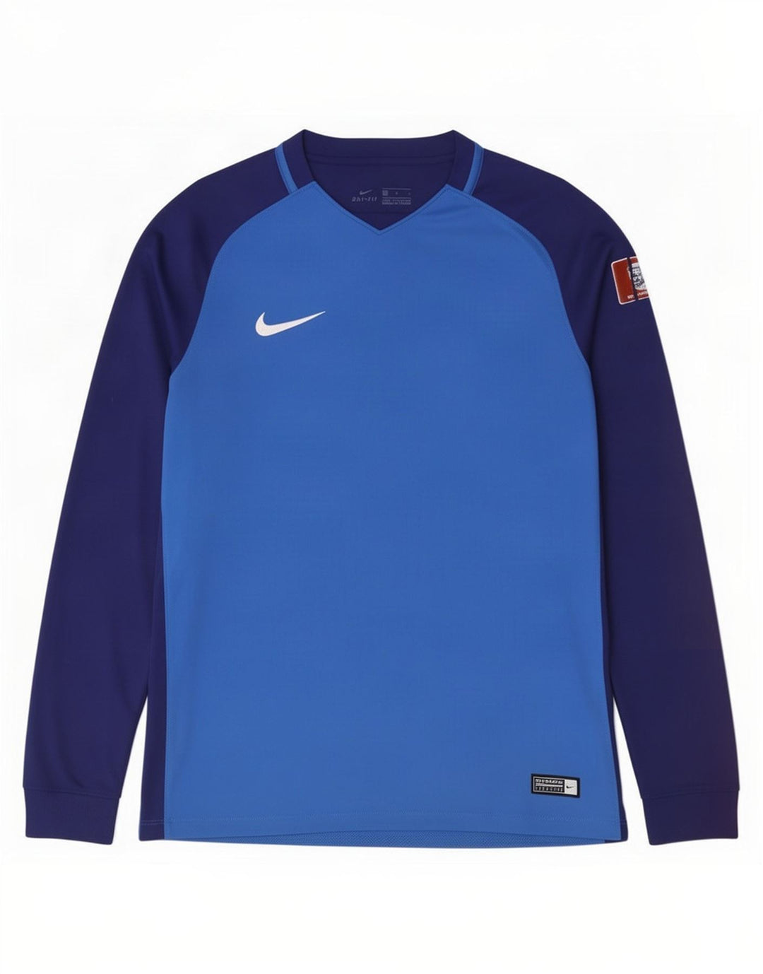 Top grafic Nike Dri Fit pentru bărbați cu mânecă lungă, albastru mediu, poliester color bloc