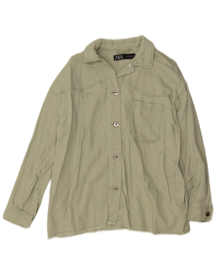 Bomber supradimensionat pentru femei Zara UK 10, bumbac verde mic