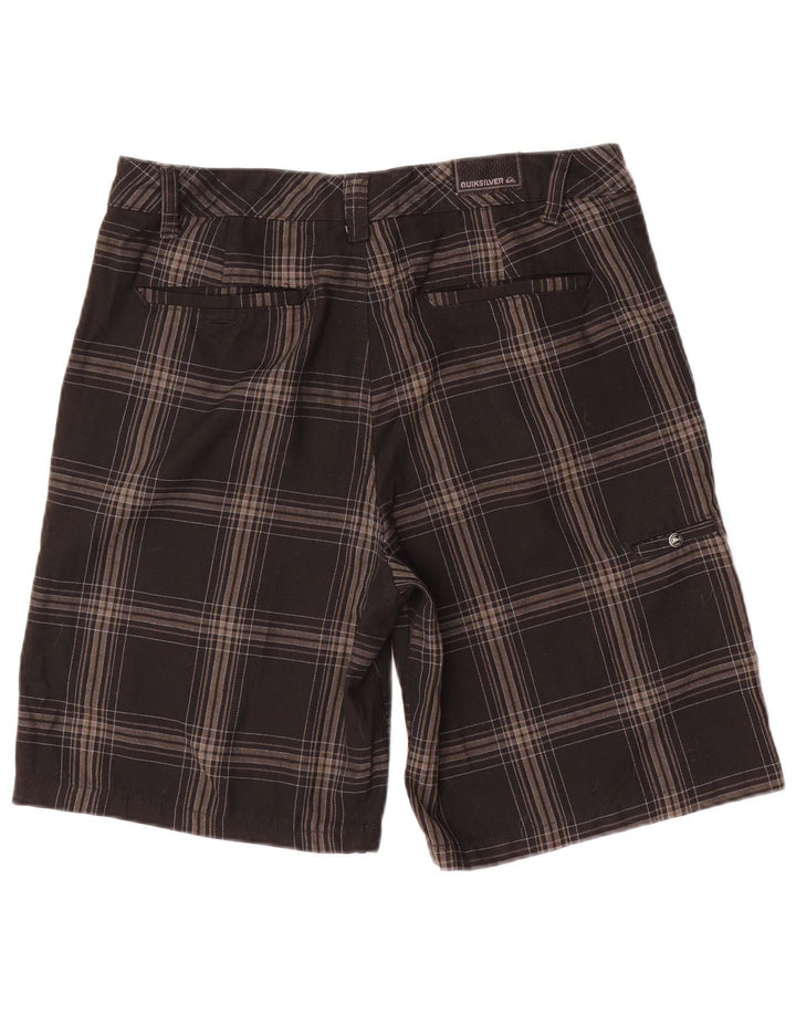 Pantaloni scurți chino pentru bărbați Quiksilver W34, poliester cu carouri mari, negru