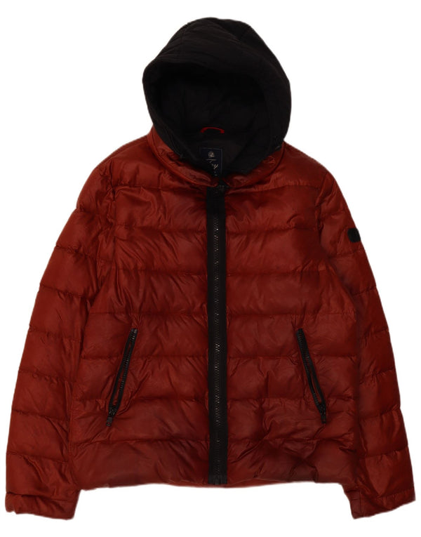 Jachetă căptușită cu glugă Fay pentru bărbați UK 44 2XL Roșu Poliamidă color bloc