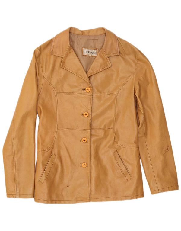 Jachetă Blazer din piele cu 4 nasturi Terranova UK 10 Mic Bej
