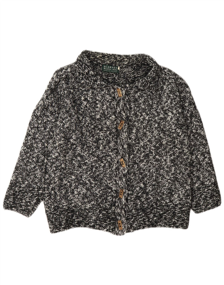 Pulover cardigan Blarney pentru femei UK 14 Lână mare neagră cu pete