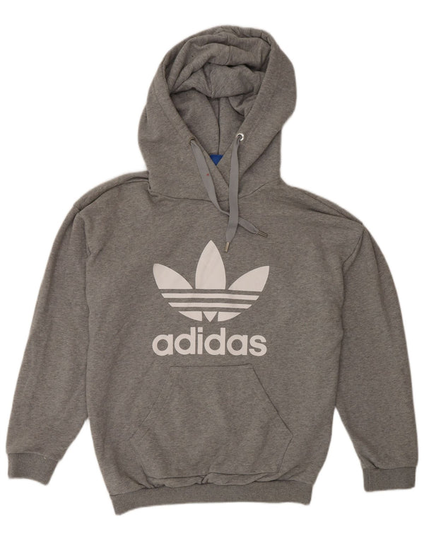 Pulover cu glugă supradimensionat cu grafic Adidas pentru femei UK 6 XS, bumbac cu pete gri