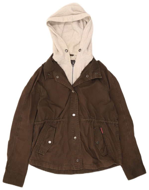 Jachetă bomber cu glugă Superdry pentru femei UK 14 Medium Khaki Colorblock Bumbac