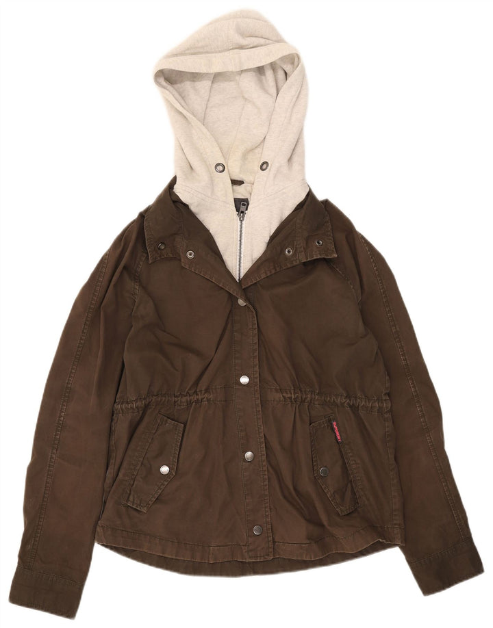 Jachetă bomber cu glugă Superdry pentru femei UK 14 Medium Khaki Colorblock Bumbac