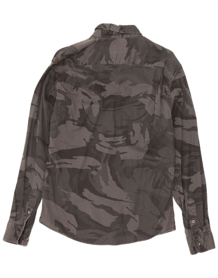Cămașă pentru bărbați Wrangler, bumbac camuflaj, gri mediu