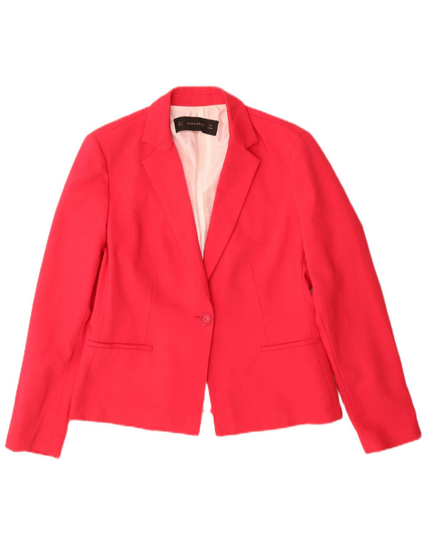 Blazer pentru femei Zara cu 1 nasture, UK 14, mare, roz, poliester