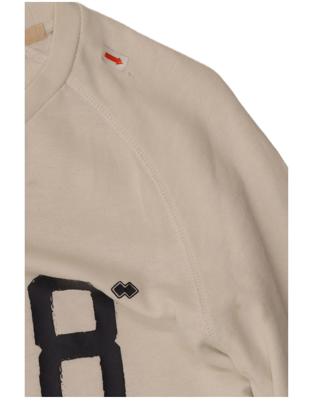 ERREA Womens Oversized Graphic Sweatshirt Jumper UK 6 XS White Cotton