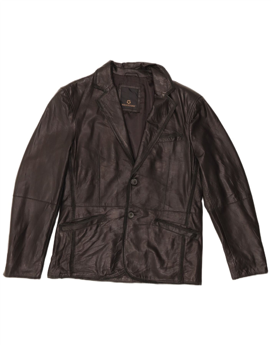 Jachetă de piele pentru bărbați Milestone IT 48 Medium Black Leather