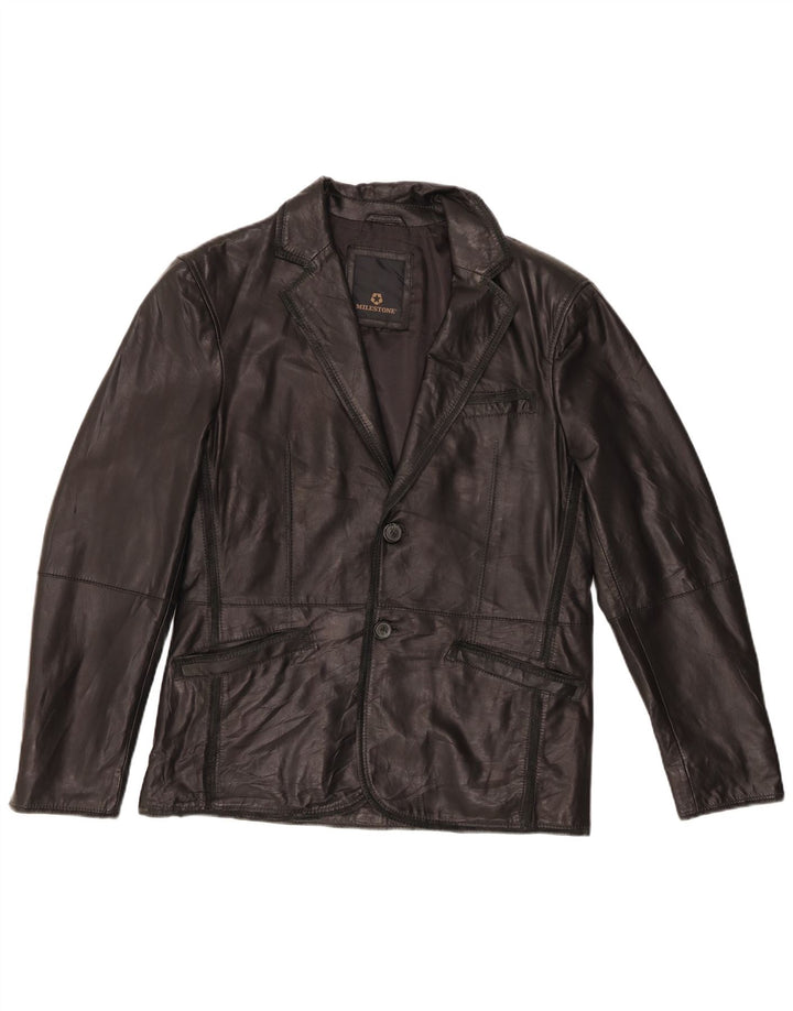 Jachetă de piele pentru bărbați Milestone IT 48 Medium Black Leather