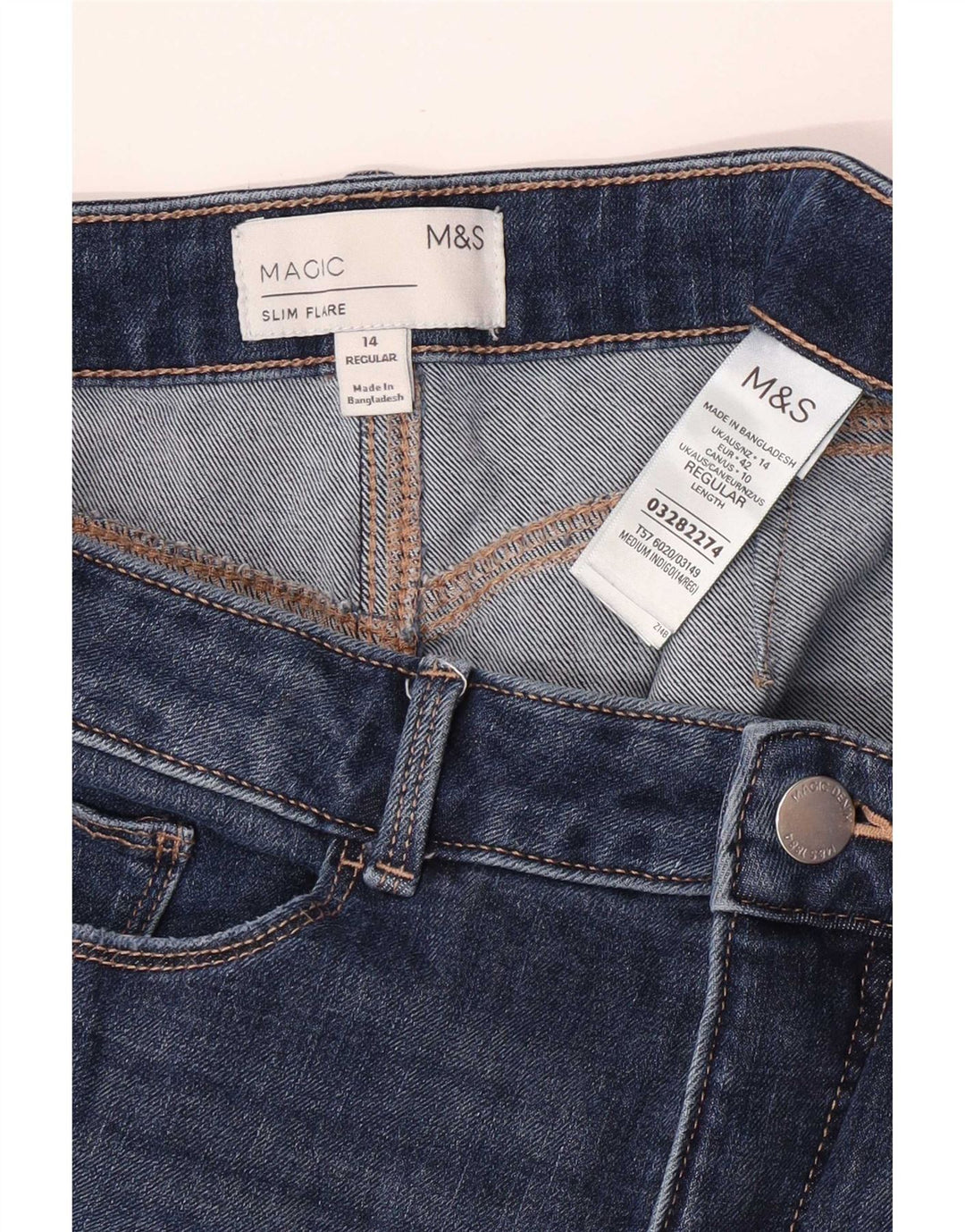 Marks & Spencer Blugi evazați Magic Slim pentru femei UK 14 Large W30 L30 Blue