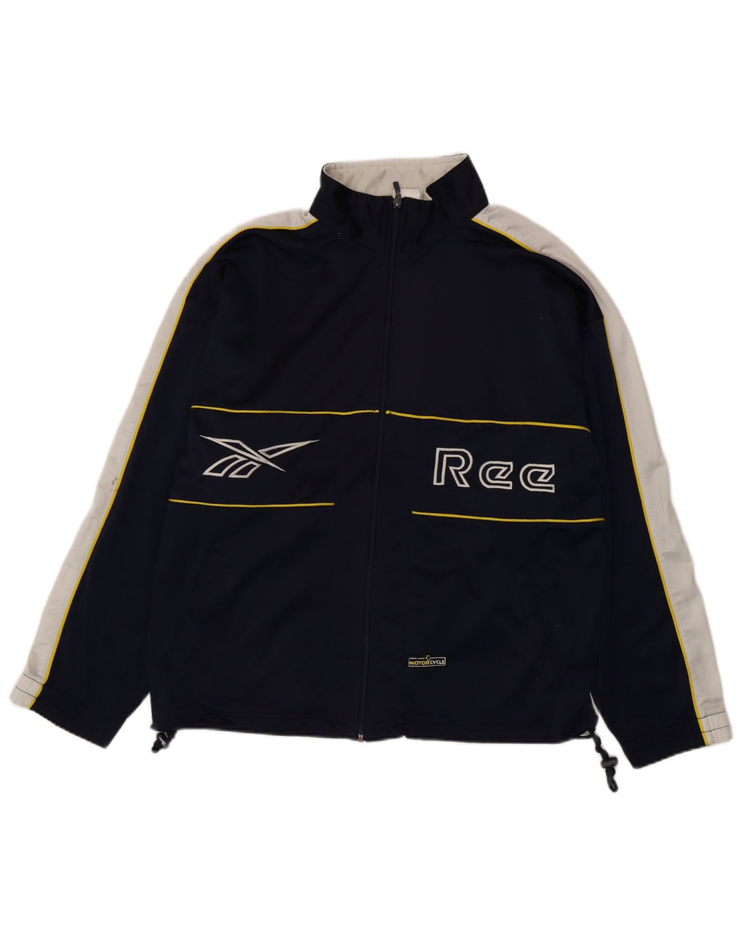 Jachetă de top pentru trening grafic Reebok pentru bărbați, mediu albastru bleumarin, bloc de culoare