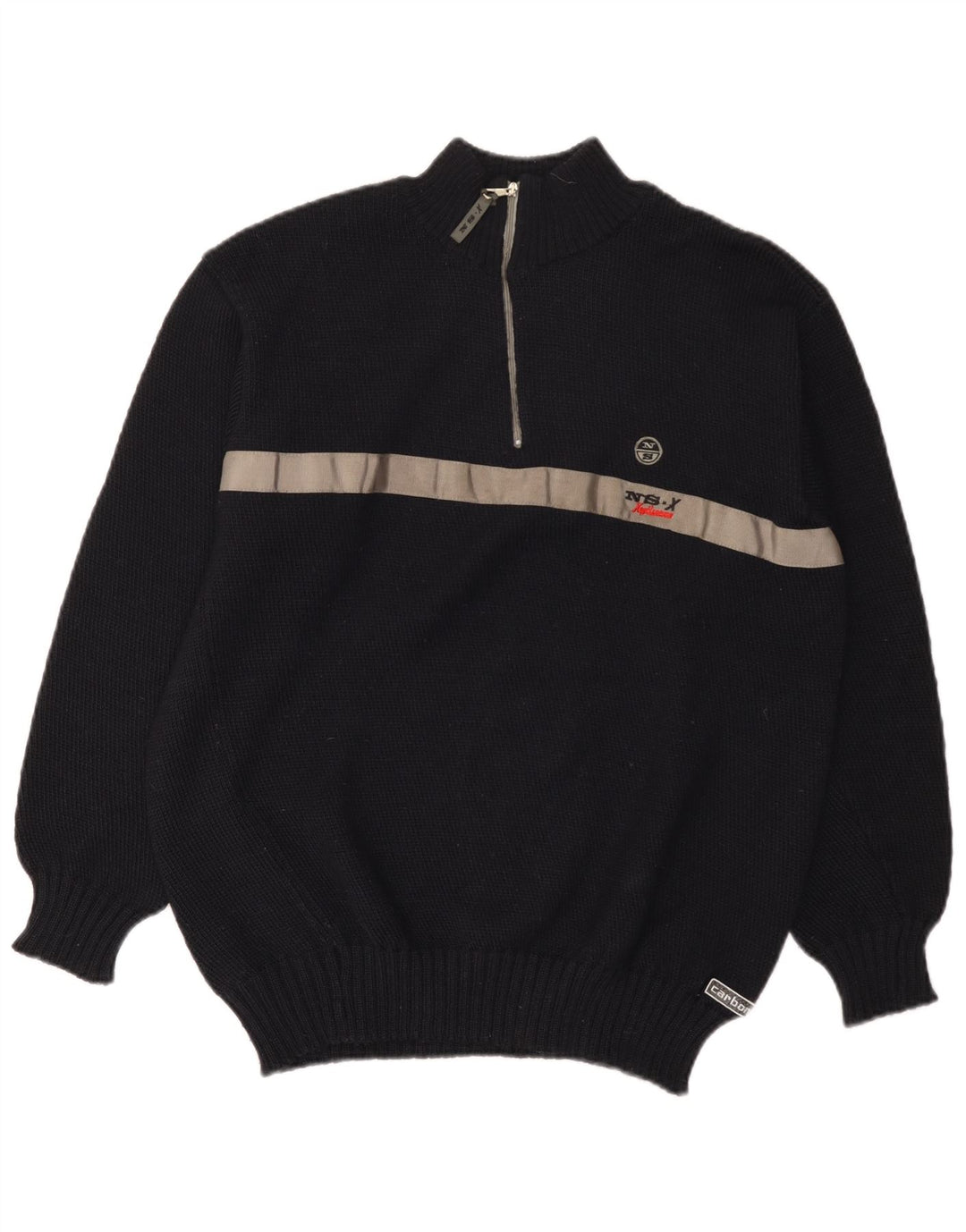 Pulover pentru bărbați North Sails, cu fermoar, cu gât, lână color block, mediu albastru