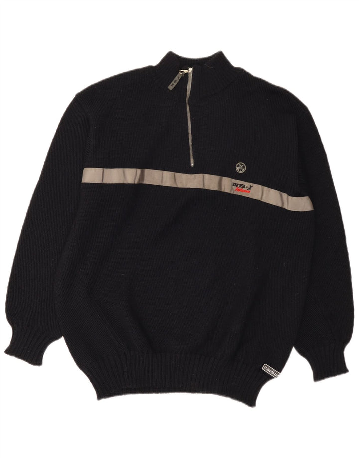 Pulover pentru bărbați North Sails, cu fermoar, cu gât, lână color block, mediu albastru