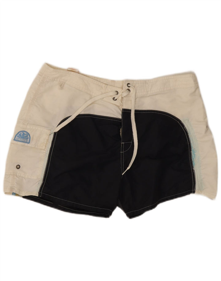 Sundek Pantaloni scurți de înot pentru bărbați, nailon mare, alb, blocuri de culoare