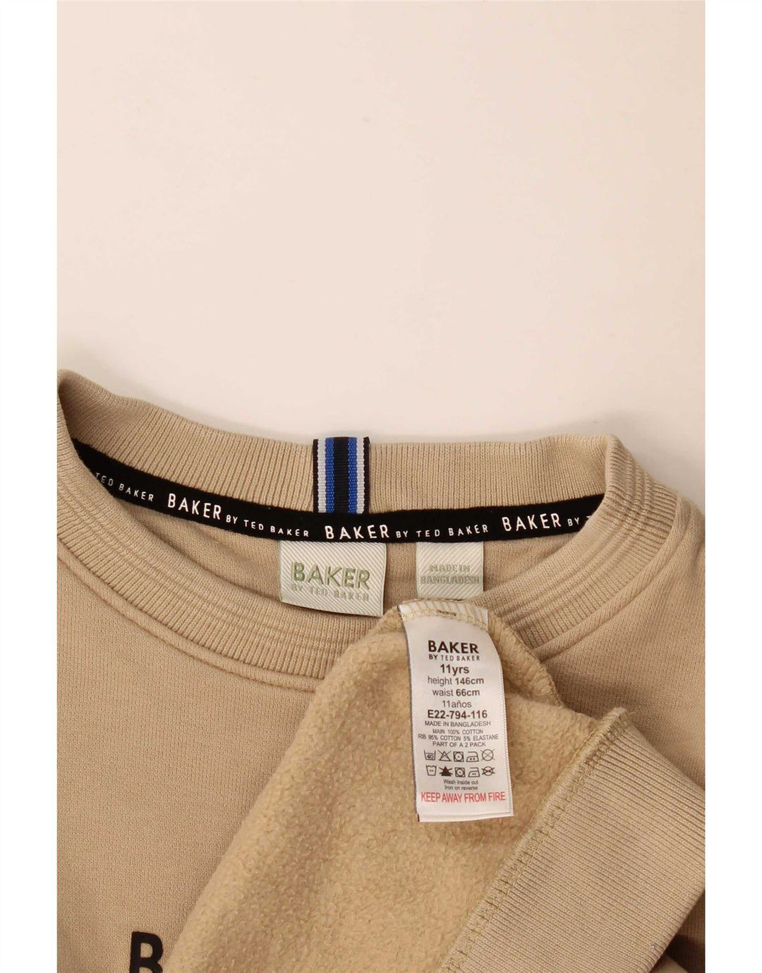 Ted Baker Băieți Pulover Grafic Pulover 10-11 Ani Bej Bumbac