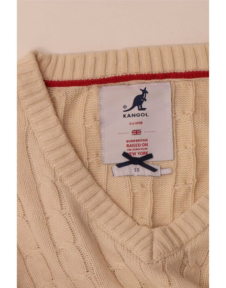 Pulover Kangol pentru femei cu decolteu în V UK 10 Mic Bej