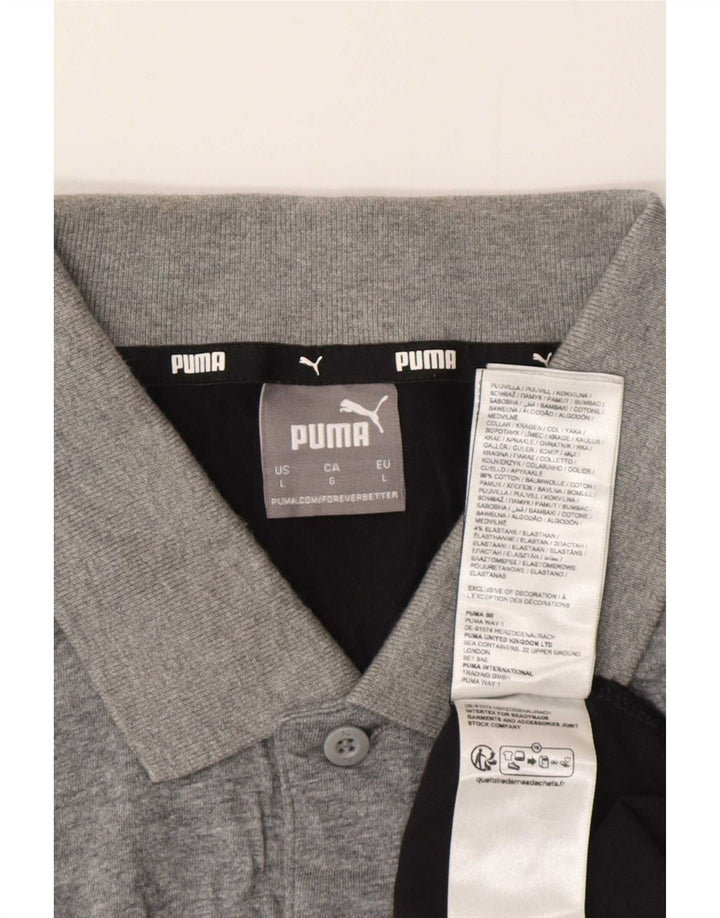 Tricou polo Puma pentru bărbați, mare, gri din bumbac color bloc