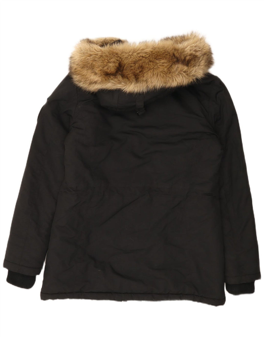 Jachetă parka cu glugă Superdry pentru femei UK 14, mare, negru, nailon