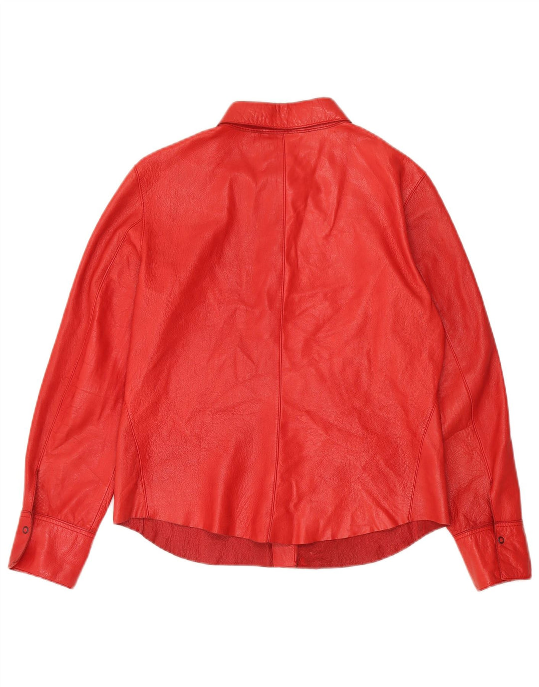 Cămașă din piele Strenesse pentru femei UK 12 Piele de miel roșie medie