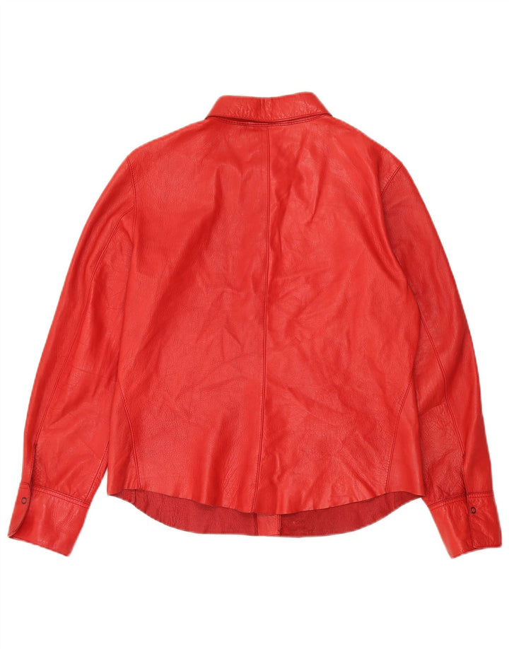 Cămașă din piele Strenesse pentru femei UK 12 Piele de miel roșie medie