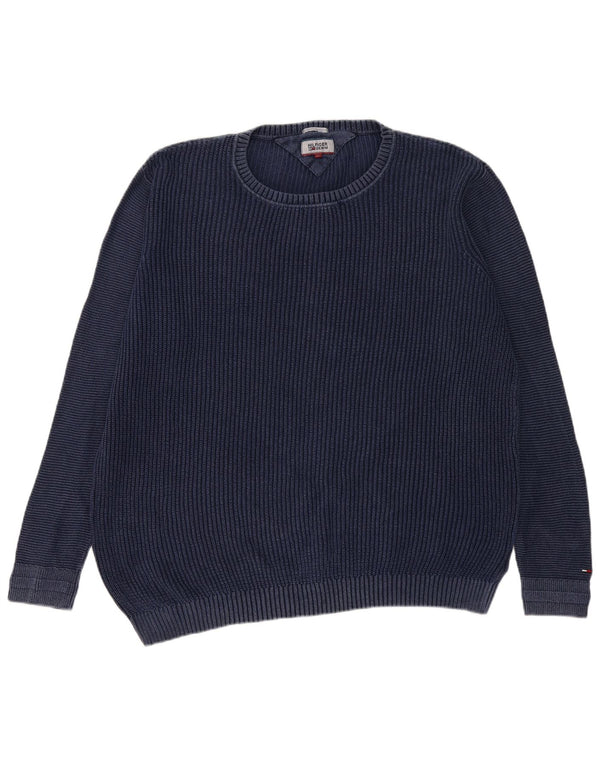 Pulover pentru bărbați TOMMY HILFIGER Pulover cu gât crew XL Bumbac bleumarin