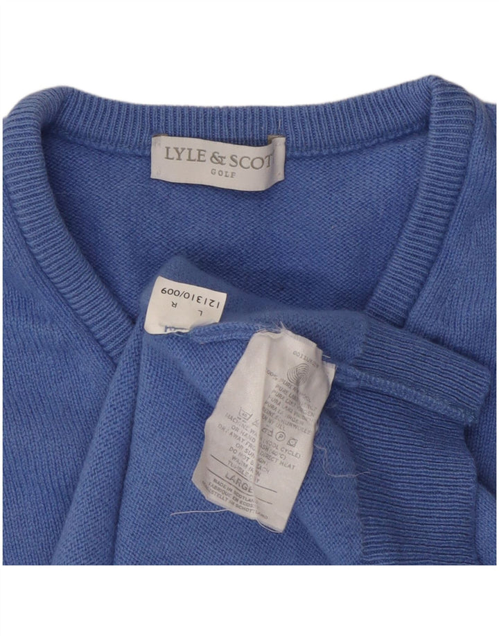 LYLE & SCOTT Pulover de golf cu decolteu în V pentru femei UK 16 Lână mare albastră