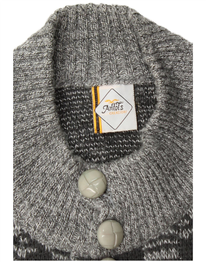 Pulover Cardigan Vintage pentru bărbați Gri mediu Geometric Acrilic