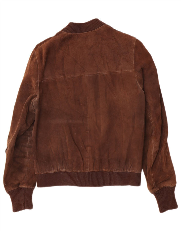Bomber Vintage pentru bărbați din piele intoarsa IT 48 Maro Mediu