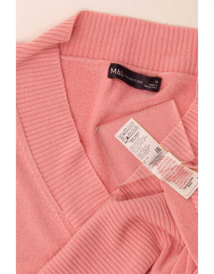 Pulover cu decolteu în V supradimensionat pentru femei Marks & Spencer UK 16 mare roz