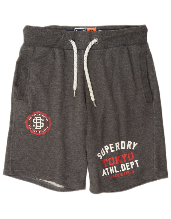 Pantaloni scurti de sport grafic Superdry pentru bărbați, bumbac, gri mici