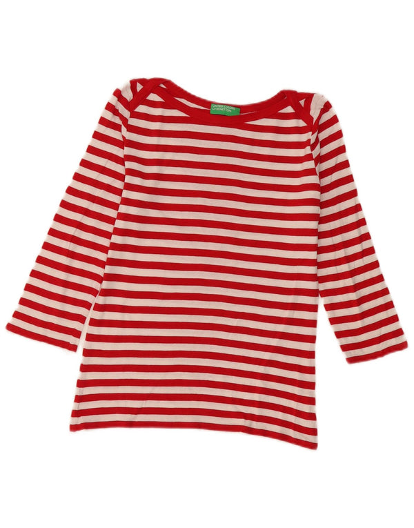 Benetton Top pentru femei cu mâneci 3/4 UK 6 XS, bumbac cu dungi roșii