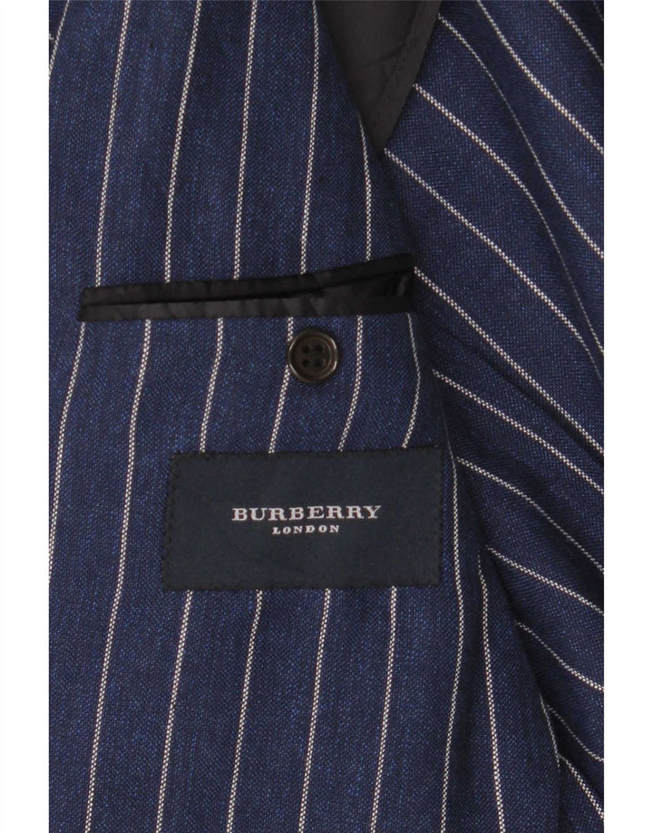 Jachetă Burberry pentru bărbați, cu 2 nasturi, IT 48 Medium Bleumarin, Lână cu dungi