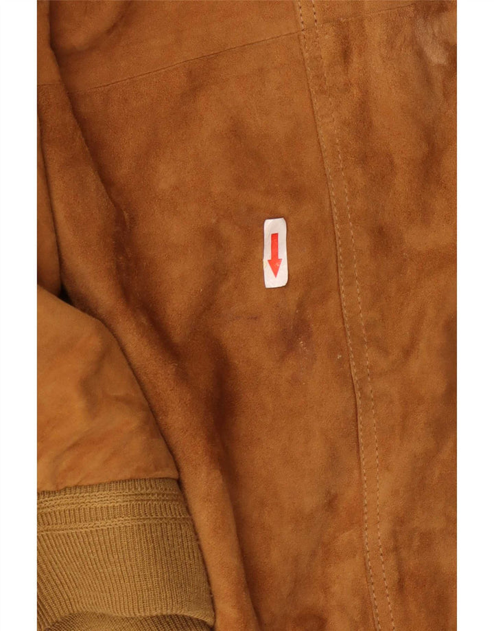 Jachetă Bomber Vintage pentru bărbați din piele intoarsa IT 62 6XL din piele maro