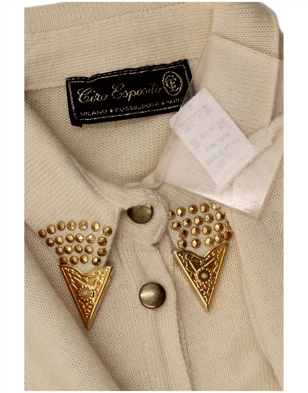 Bluză cămașă tricotată pentru femei CIRO ESPOSITO UK 14 Lână mare, albă