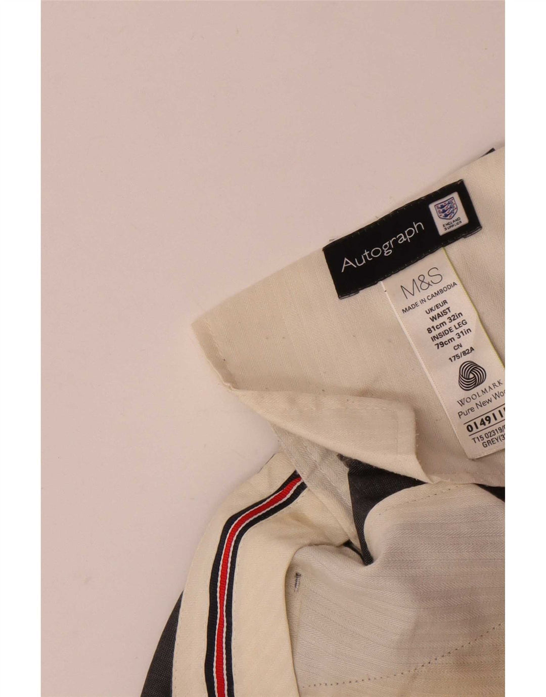 Pantaloni de costum drept bărbați Marks & Spencer Autograph L32 L31 Lână gri