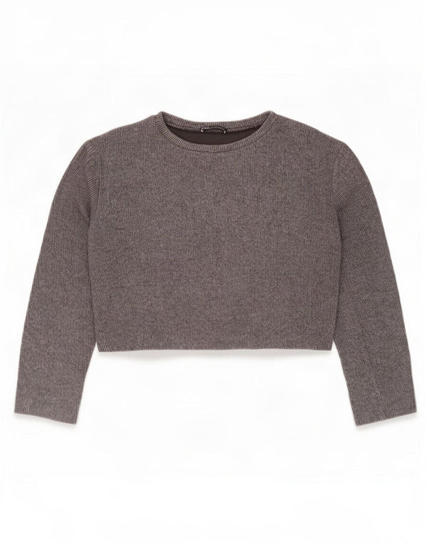 Crop Top pentru femei Zara cu mânecă lungă UK 14 Medium Gri