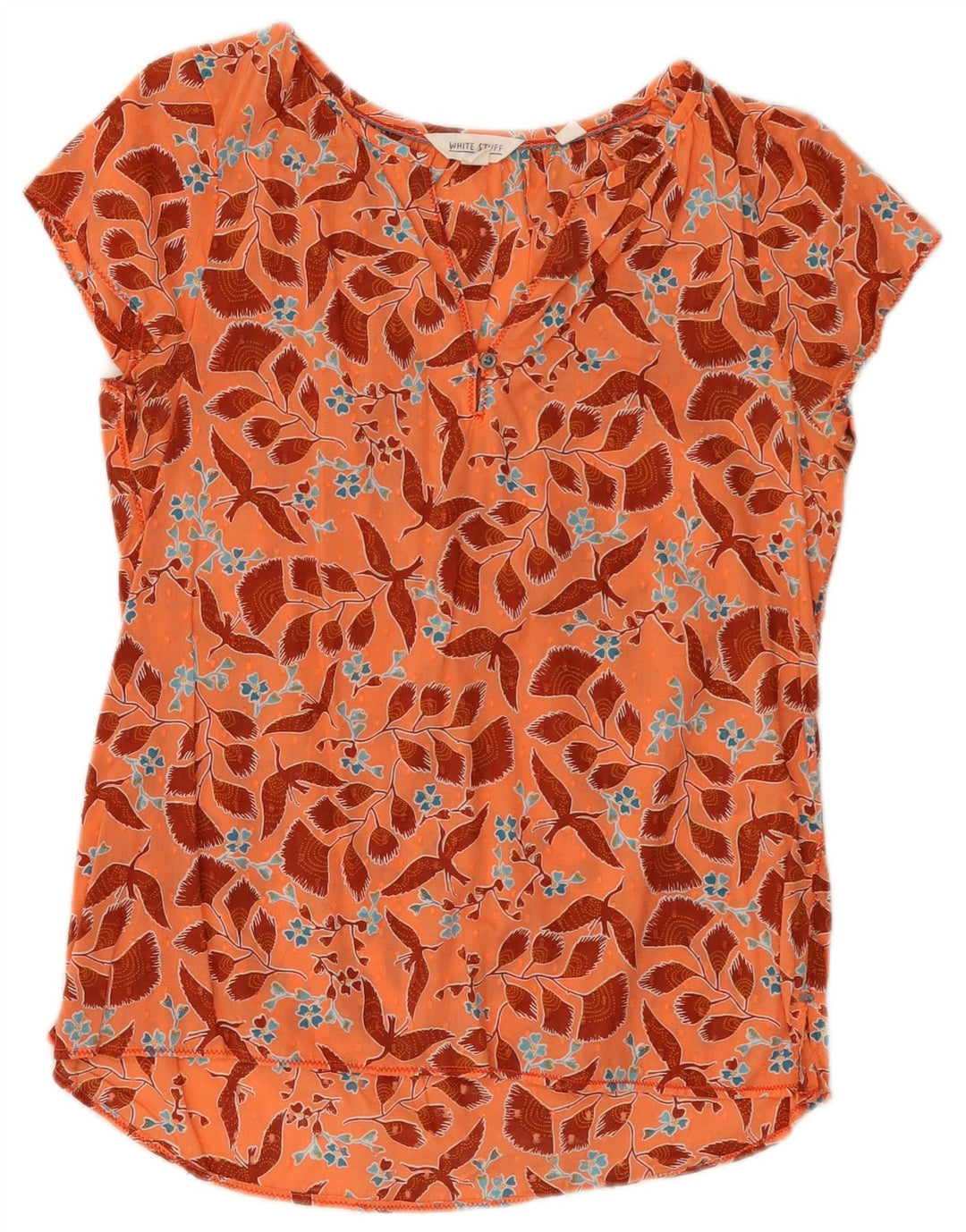 Bluză pentru femei White Stuff, UK 8, bumbac floral, portocaliu mic
