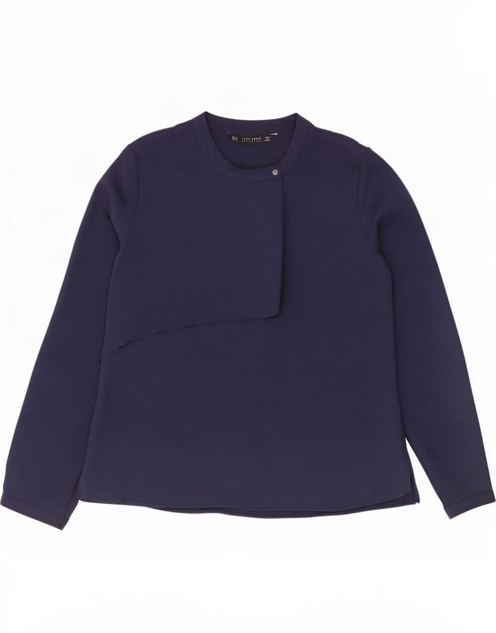 Bluză cu mânecă lungă pentru femei Zara UK 12 Medium Bleumarin