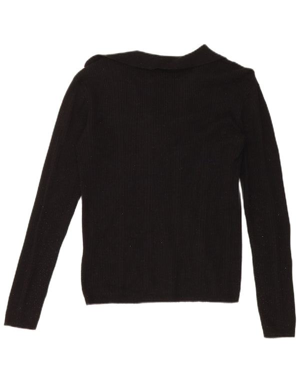 Marks & Spencer Pulover crop pentru femei cu gât polo, UK 8 Small Black