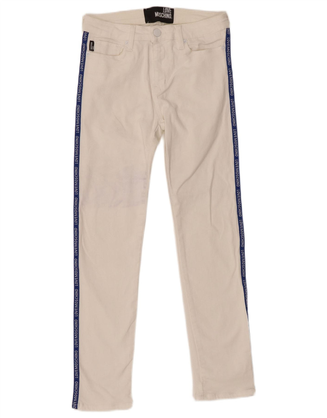 Blugi skinny cu grafic pentru femei MOSCHINO W26 L26 alb