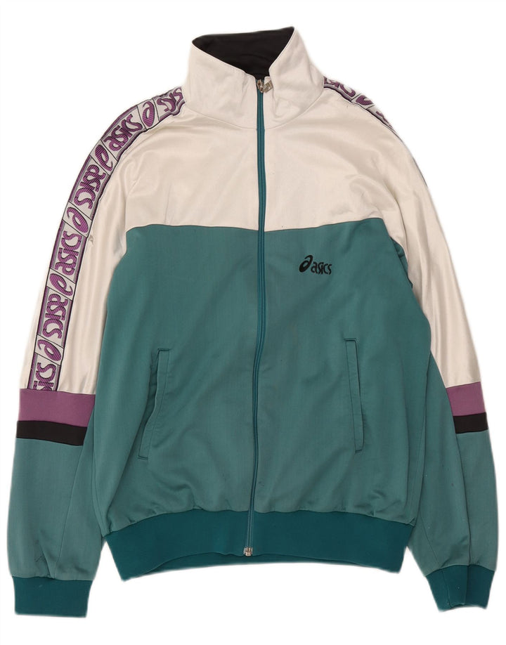 Jachetă de top pentru trening grafic Asics pentru bărbați IT 50, verde mediu, color block