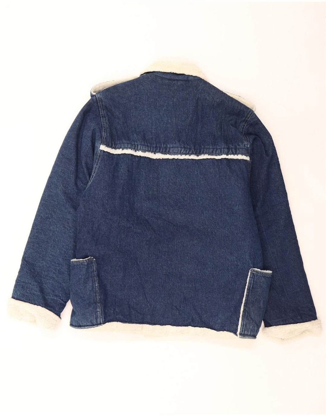 VINTAGE Jachetă Dover Sherpa Denim pentru bărbați UK 40 Large Blue