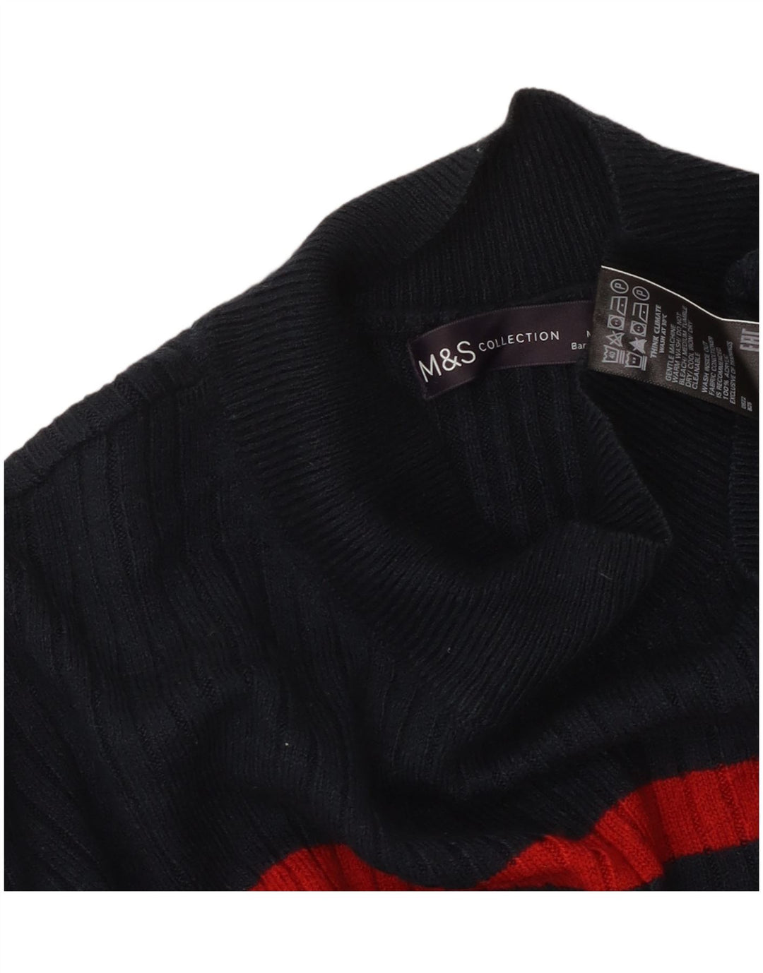 MARKS & SPENCER Womens Turtle Neck Jumper Sweater UK 14 Medium Navy Blue