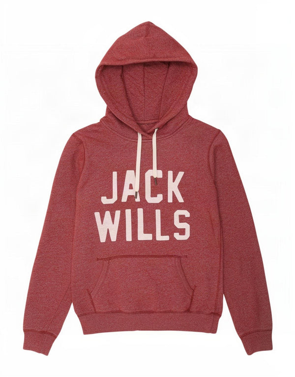 Jack Wills Pulover cu capota cu grafic pentru femei UK 10 mic din bumbac cu pete burgundy
