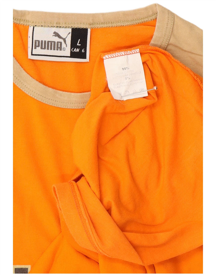 Top grafic pentru bărbați PUMA cu mânecă lungă, mare portocaliu, bumbac color bloc