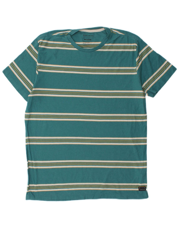 Billabong Mens Tailored Fit T-Shirt Top Medium Blue Striped Cotton